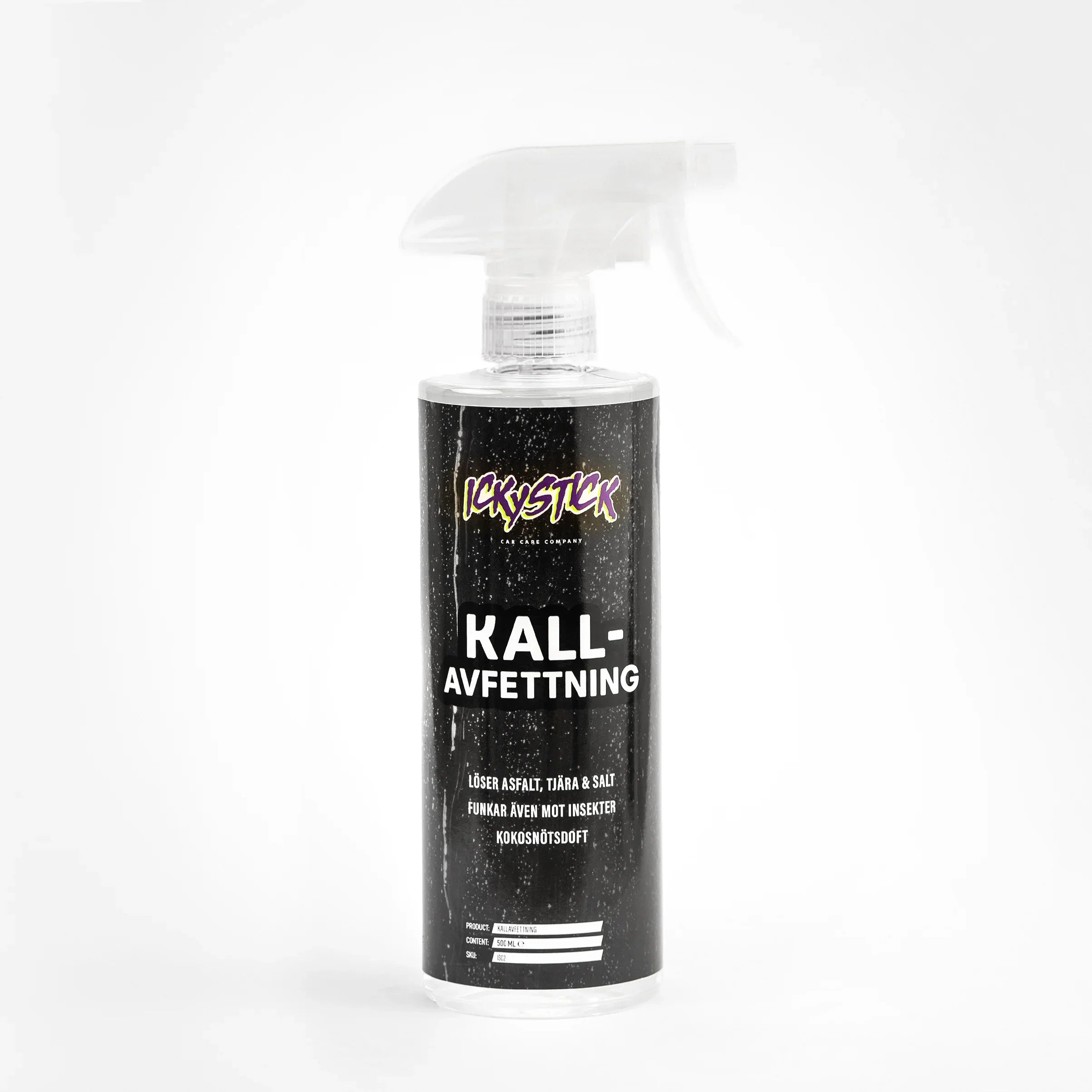 Spray bottle of kallavfettning cold degreaser for car care on white background