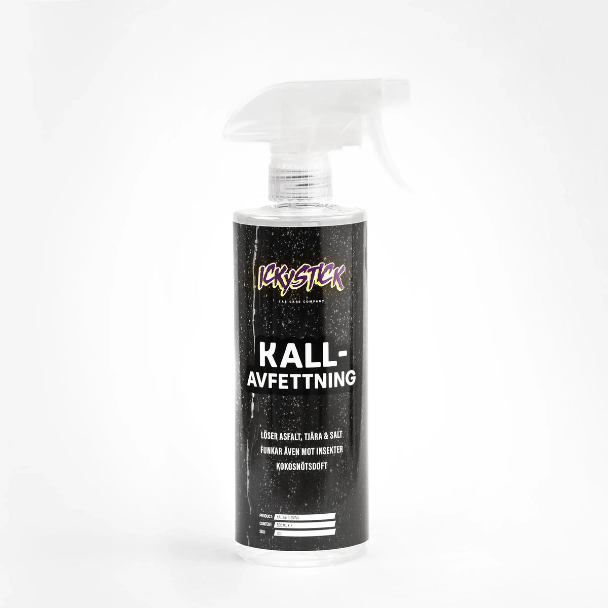 Spray bottle of kallavfettning cold degreaser for car care on white background