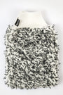 Plush microfiber car wash mitt with white elastic cuff on white background